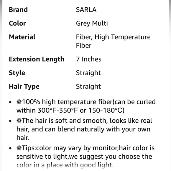 SARLA Clip in Side Bangs Extension Straight Synthetic Fake Bangs One Piece - Picture 4 of 5